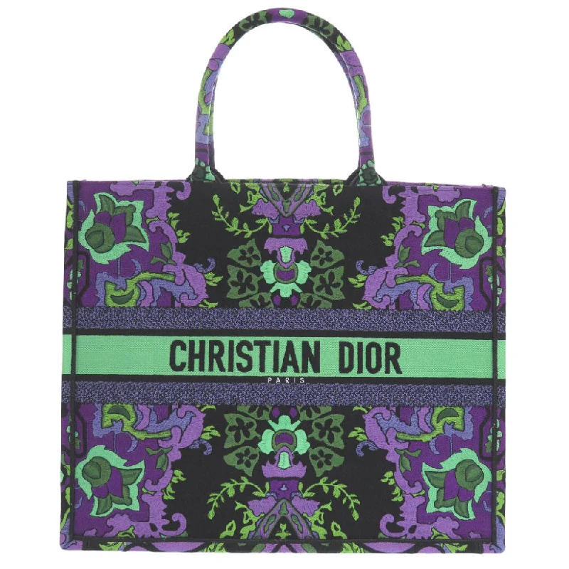 Christian Dior Tote Bag canvas black Book Tote, Floral Pattern, Large