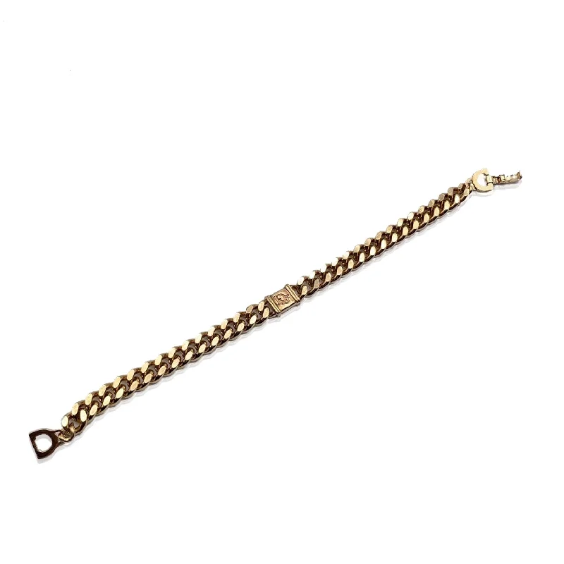 CHRISTIAN DIOR Vintage Gold Metal Chain Link Logo Bracelet