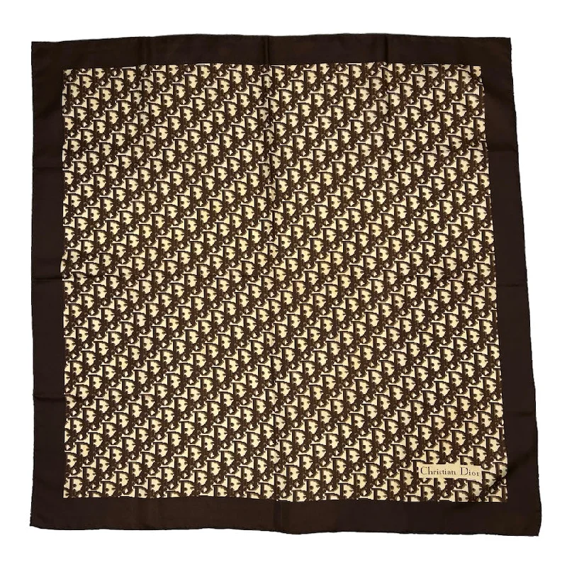 DIOR BROWN/WHITE SILK OBLIQUE MONOGRAM SCARF 309JR