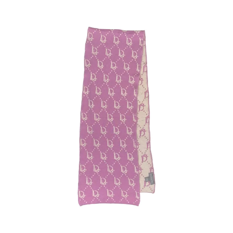 DIOR BABY PINK TROTTER MONOGRAM WOOLLEN SCARF 9I3R