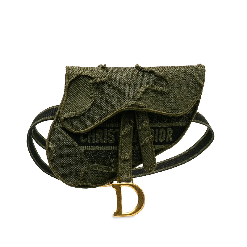 Green Dior Camouflage Saddle Belt Bag