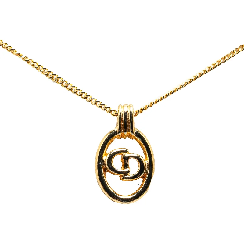 Gold Dior Gold Plated CD Logo Pendant Necklace