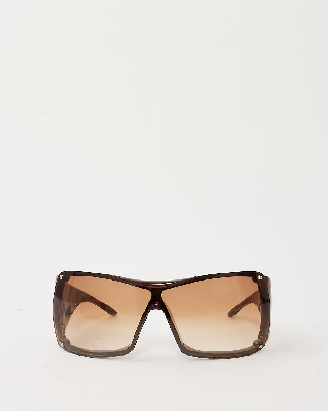 Dior Vintage Brown Acetate Logo Overshine Sunglasses