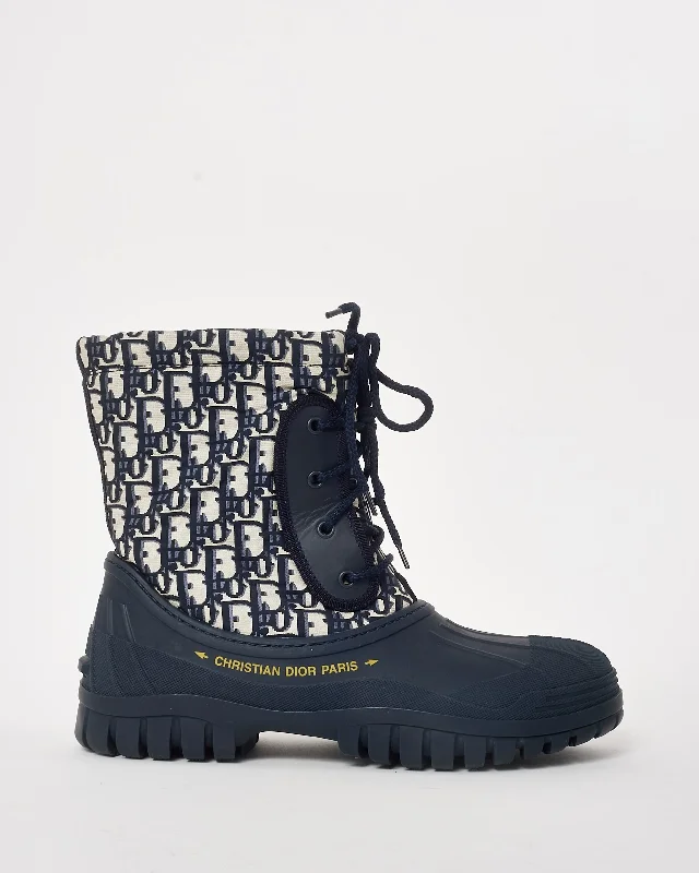 Dior Navy Oblique Nylon and Rubber D-Venture Boots - 41