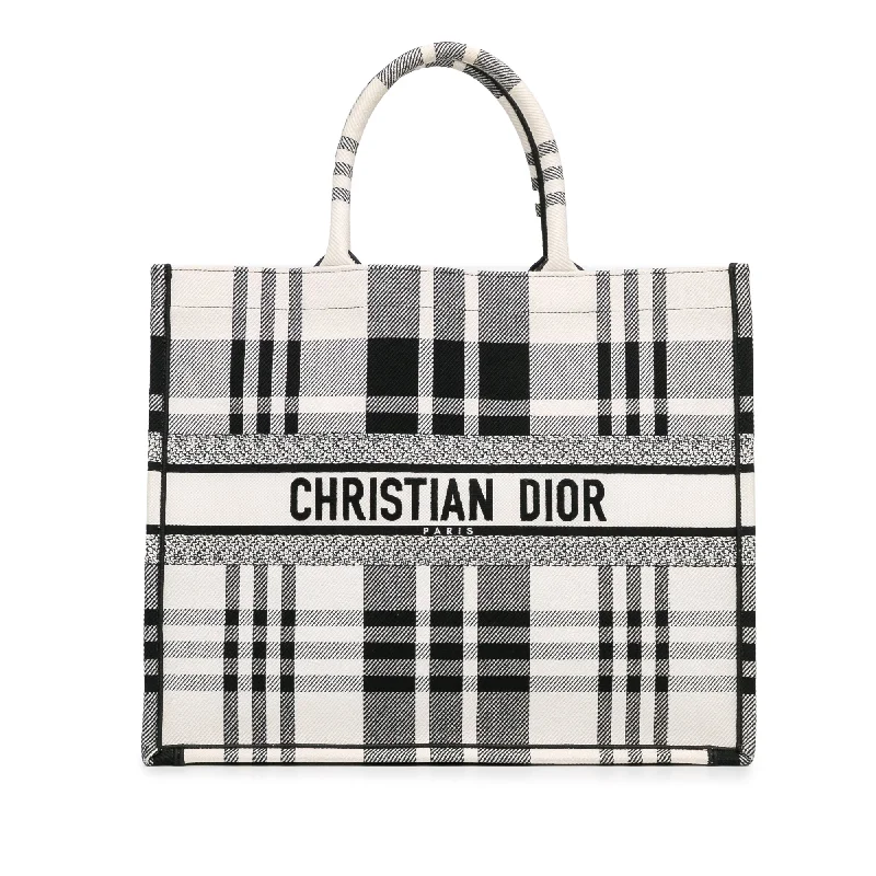 White Dior Large Check'n'Dior Book Tote