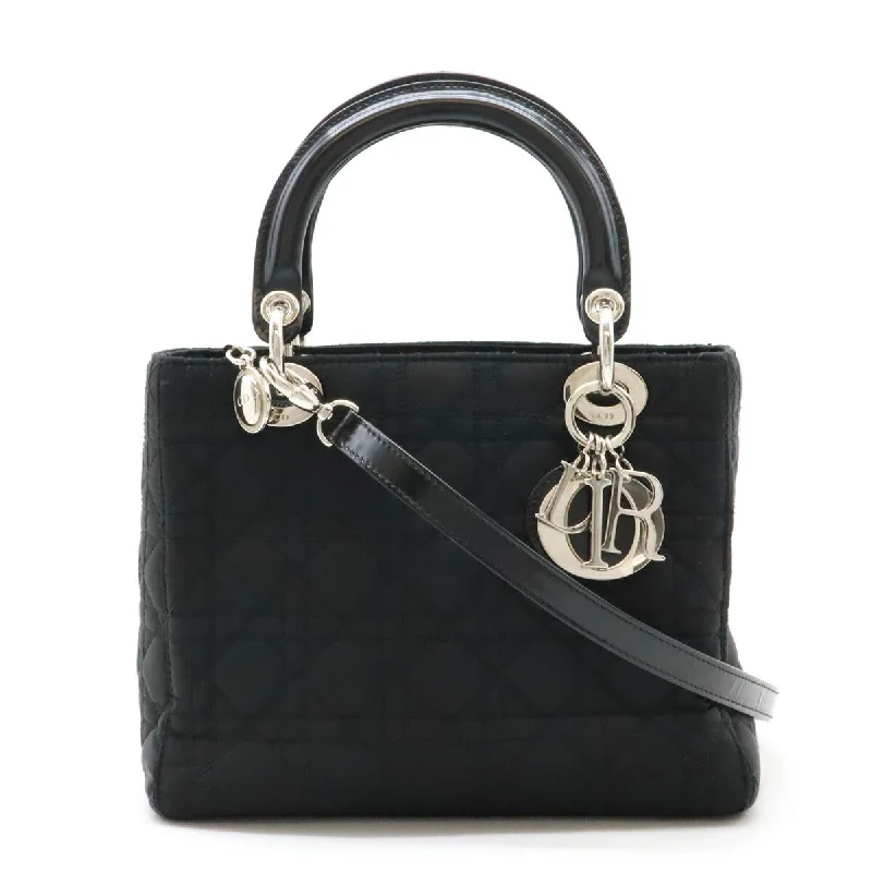 Dior Lady Dior Cannage Nylon Handbag Black