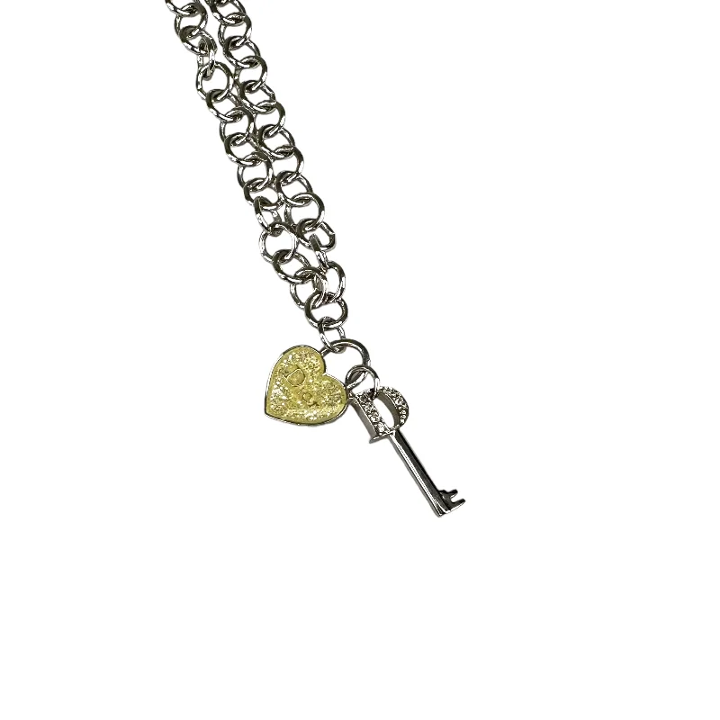 DIOR HEART AND KEY RHINESTONE SILVER-PLATED NECKLACE