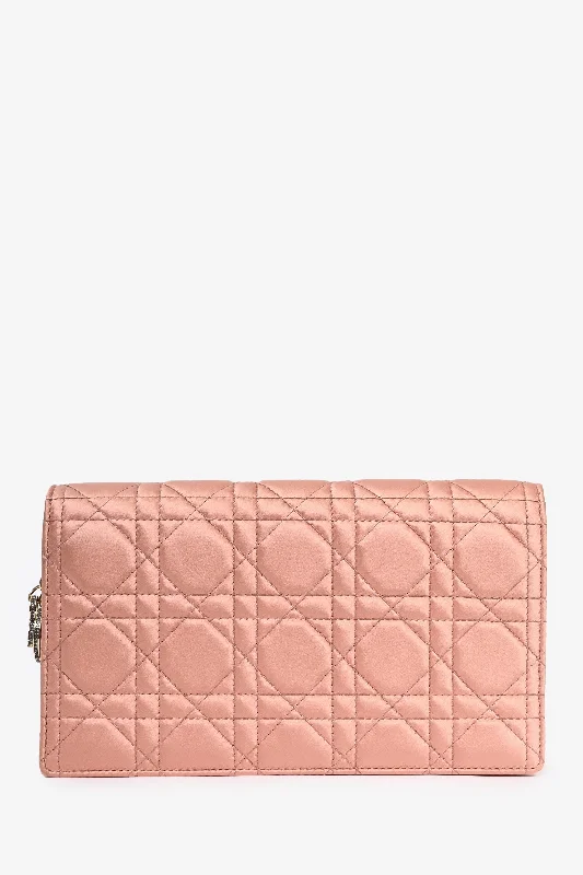 Christian Dior 2019 Pink Satin Cannage Wallet on Chain