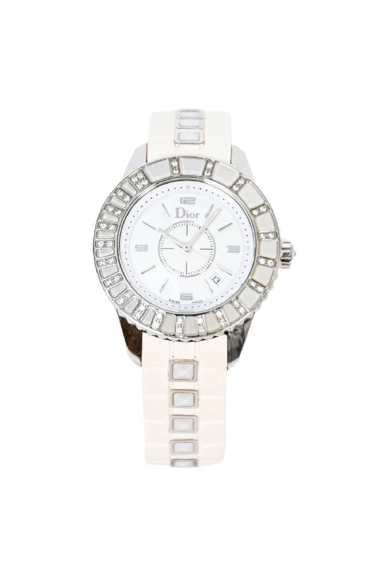 Christian Dior White Rubber Band Diamond Watch