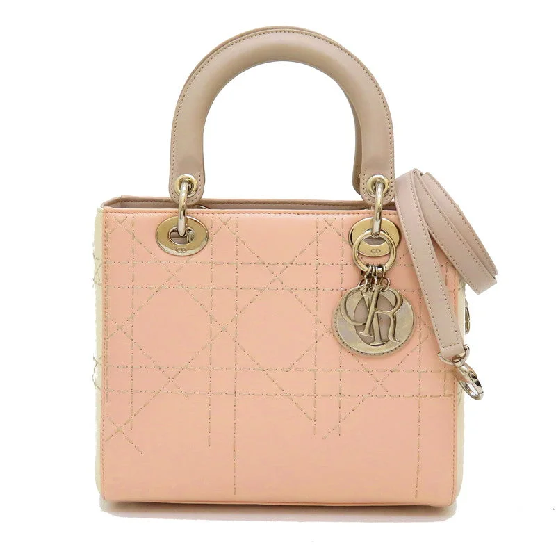 Dior Lady Dior Leather 2WAY Handbag Pink