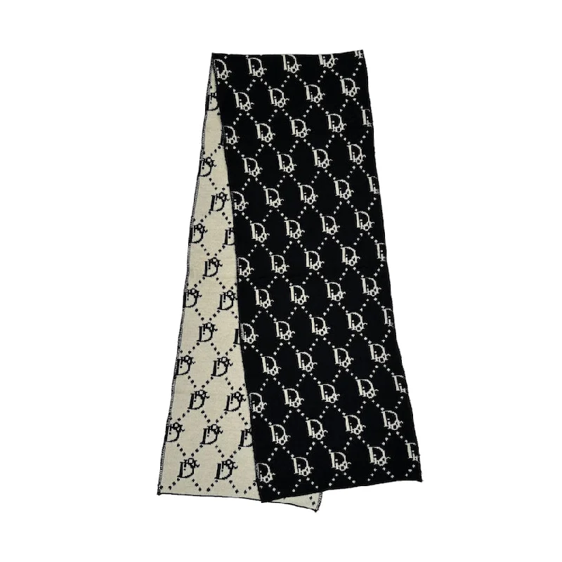 DIOR OBLIQUE LOGO PRINT SCARF - BLACK/CREAM