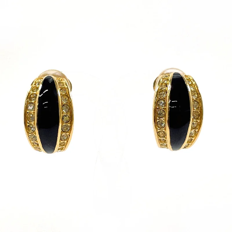 Christian Dior Earring Metal, Rhinestone gold vintage