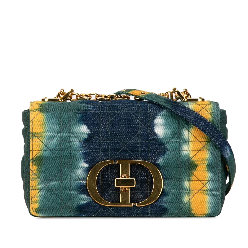 Green Dior Small Denim Tie-Dye Cannage Caro Crossbody Bag