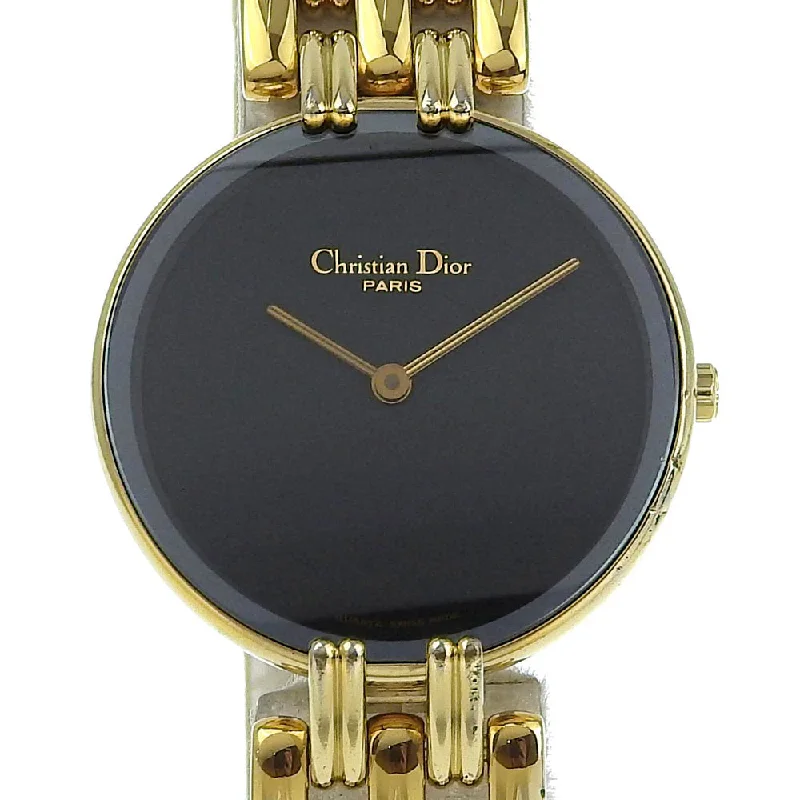 Christian Dior Watches Quartz D46-154-4 Plated Gold black Bakira black dial Women Used Authentic