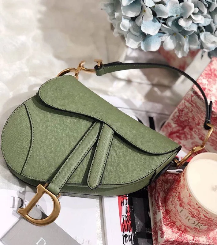 Christian Dior Saddle Bag Cedar Green Grained Canvas Spring For Women