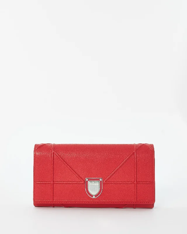 Dior Red Leather Dioramma Wallet On Chain