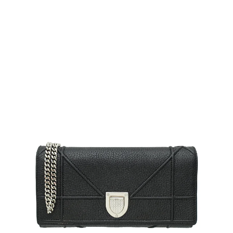 Christian Dior Black Diorama Wallet on Chain