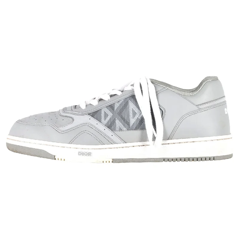 Dior B27 Low Top Sneaker in Grey Calfskin Leather