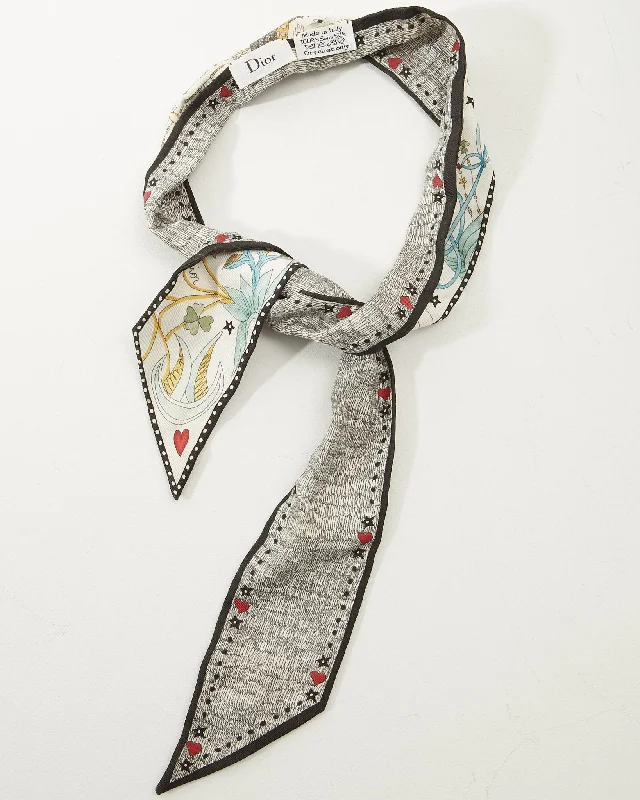 Dior White Silk L’Amoureux Tarot Mitzah Twill Scarf