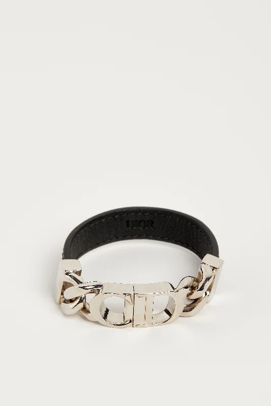 2010s Christian Dior Chain Leather Bracelet