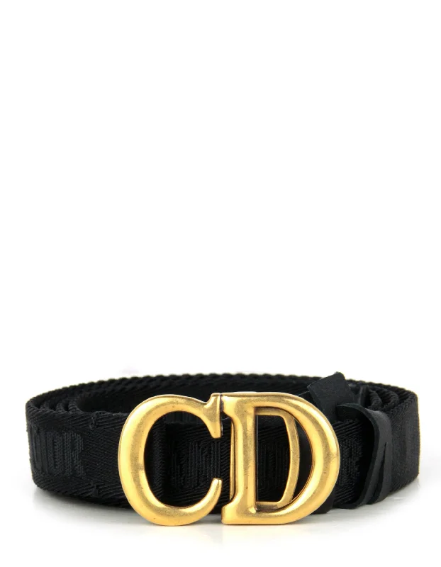 Christian Dior 20mm Black Jacquard Saddle Belt sz L