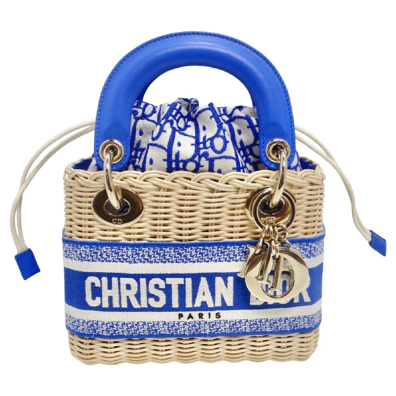 Christian Dior Wicker Oblique Mini Lady Dior Bag Florescent Blue