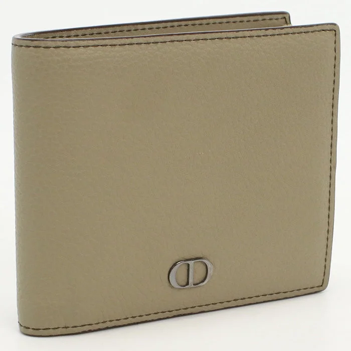 Christian Dior 2ESBC027CDI Bi-fold wallet CD Icon Compact Wallet Grained calfskin beige mens