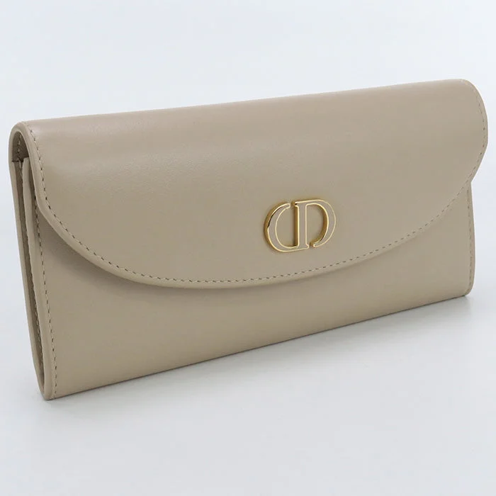 Christian Dior Long flap wallet Purse 30 Montaigne Avenue leather,Calfskin beige Women