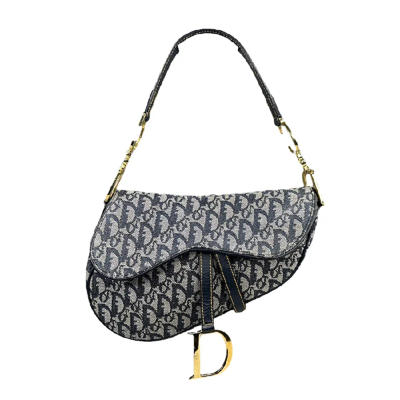 DIOR BLUE TROTTER CANVAS SADDLE BAG - BLUE