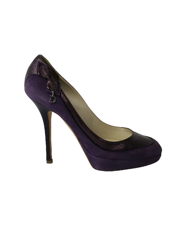 Dior High Heel Metallic Pumps in Purple Suede