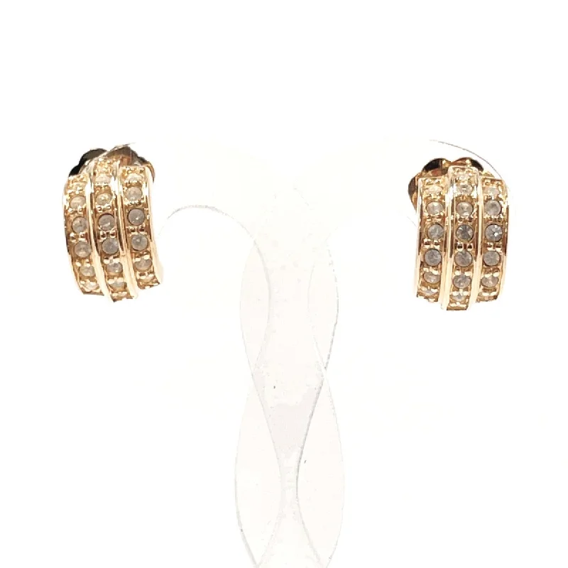 Christian Dior Earring Metal, Rhinestone gold vintage