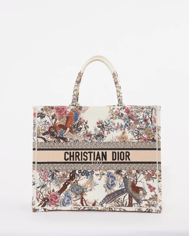 Dior White Canvas "Jardin D'Hiver" Large Book Tote