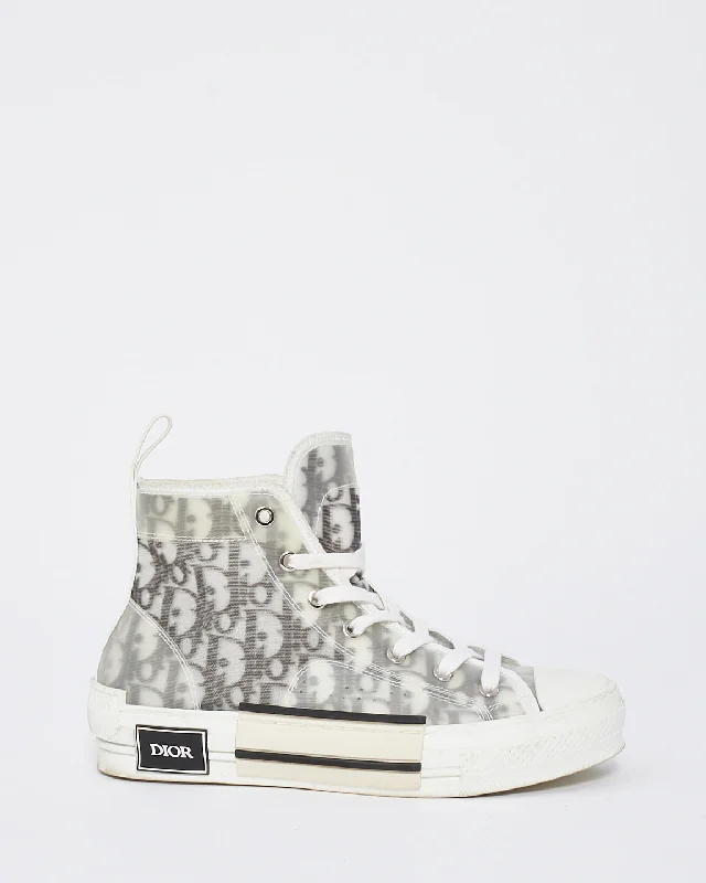 Dior White and Black Dior Oblique Canvas B23 Hightop Sneakers - 38