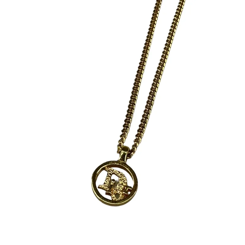 DIOR GOLD OVAL CD PENDANT NECKLACE