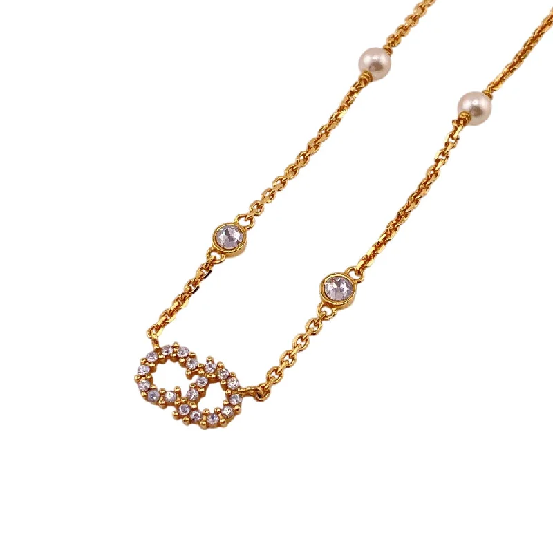 Dior Necklace Gold Plated, Rhinestone gold Claire Dee Lune