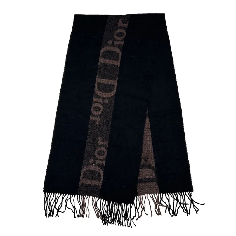 DIOR BLACK/BROWN MULTI SPELLOUT SCARF - WOOL/CASHMERE 8E3HG