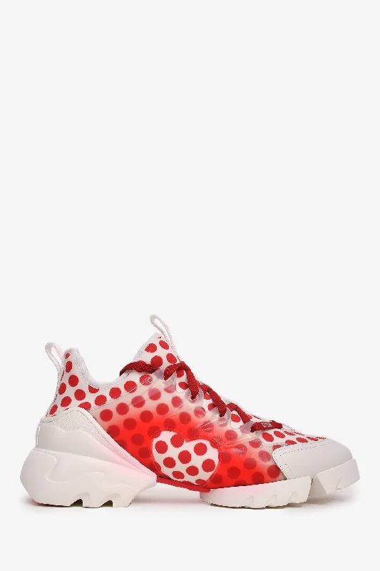 Christian Dior White/Red Polka Dot D-Connect Sneakers Size 7