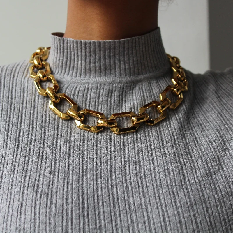 CHRISTIAN DIOR Vintage Gold Plated Collar Necklace 1980s