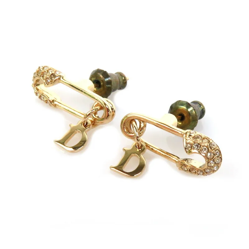 CHRISTIAN DIOR Earrings Metal/Rhinestone Gold Women's