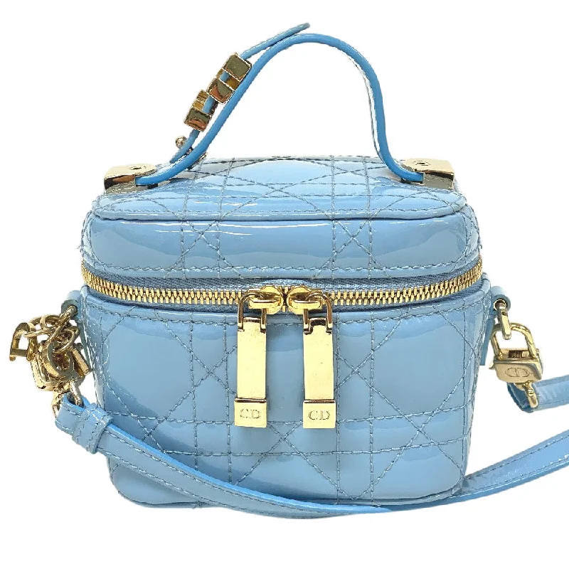 Christian Dior Shoulder Bag Patent leather blue Canage Vanity bag