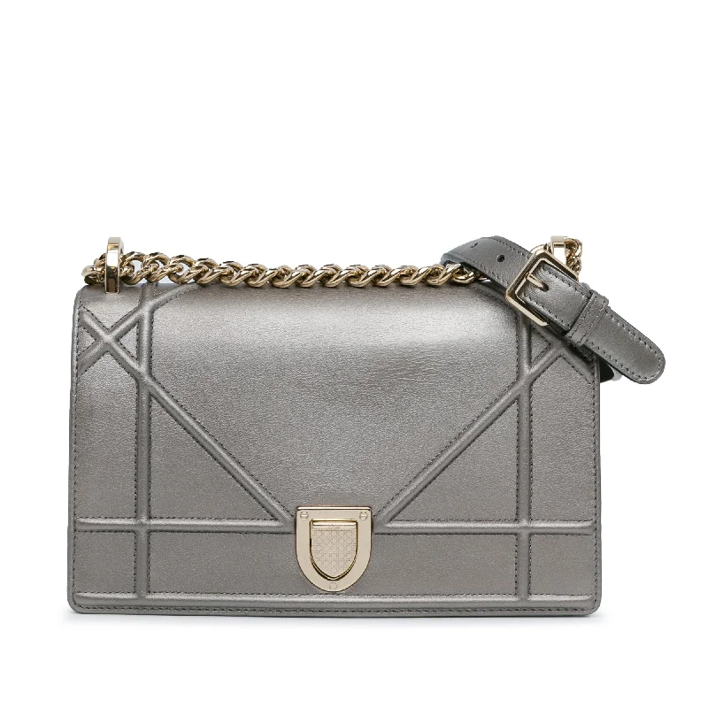 Silver Dior Small Diorama Flap Crossbody Bag